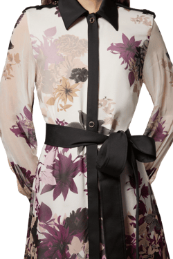 Viscose Georgette Border Print Woven Midi Shirt Dress | Karen Millen