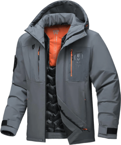 Men's Thermal Waterproof Windproof Jacket Hooded Insulated, Lightweight Winter Snow Coat with Multiple Pockets Space Gray X-Large