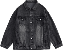 Men's Long Sleeve Denim Jacket Loose Patchwork Button Coat Casual Lapel Jacket