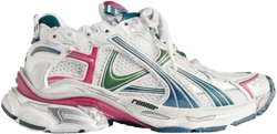 Men's Runner Sneaker in White/dark Green/blue/pink