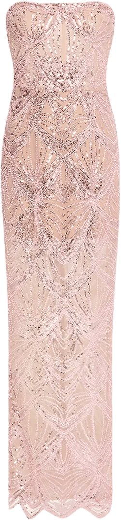 Giselle Strapless Bead & Sequin Column Gown