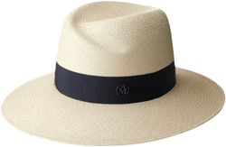 Virginie Timeless Wide-Brim Hat with Navy Band
