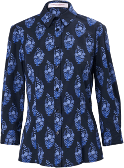 Bouquet-Print Button-Down Icon Blouse