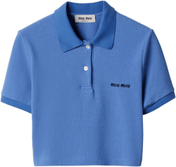 Cotton Pique Short-Sleeve Cropped Polo