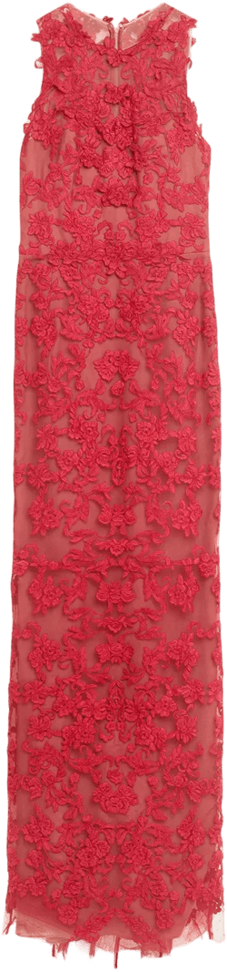 Sleeveless Lace Column Gown