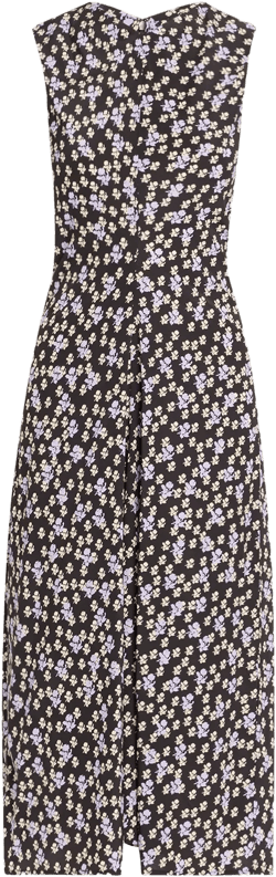 Ella Floral Ruched Satin Midi Dress