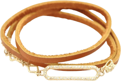 Sueno Diamond Paperclip Leather Wrap Bracelet