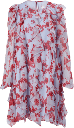 Floral Ruffle Chiffon Mini Dress