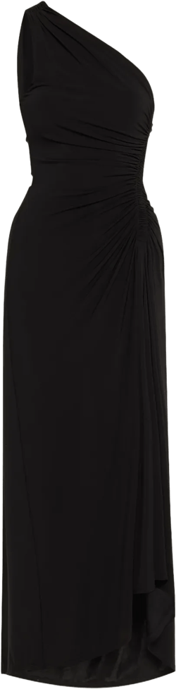 Caroline Sleeveless One-Shoulder Ruched Midi Dress