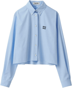 Logo-Embroidered Crop Poplin Shirt