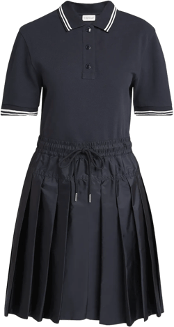 Short-Sleeve Mixed-Media Polo Dress