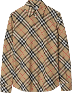 Check Long-Sleeve Cotton Button-Down Top