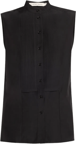 Claudine Sleeveless Silk-Cotton Tuxedo Shirt