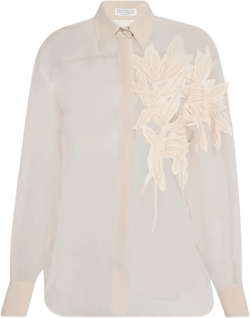 Laser Cut Crispy Silk Chiffon Blouse