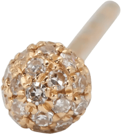 14K Yellow Gold Disco Ball Stud Earring, Single