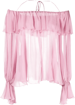ruffled-trim tie-fastening blouse  