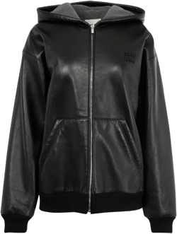 hooded leather jacket