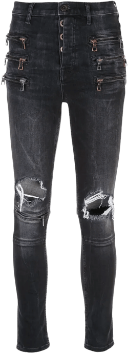 zipped knee holes skinny jeans
