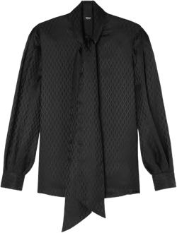 quilted tie-neck shirt