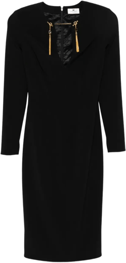 tassel-embellished long-sleeved day dress