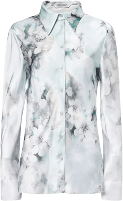 floral-print collared blouse
