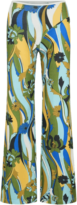floral-print ribbed trousers
