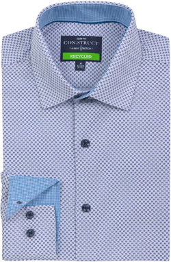 Men's Recycled Slim Fit Zig Zag Performance Stretch Cooling Comfort Dress Shirt