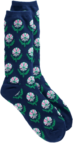 Woodblock Bud Trouser Socks - Ink - 001