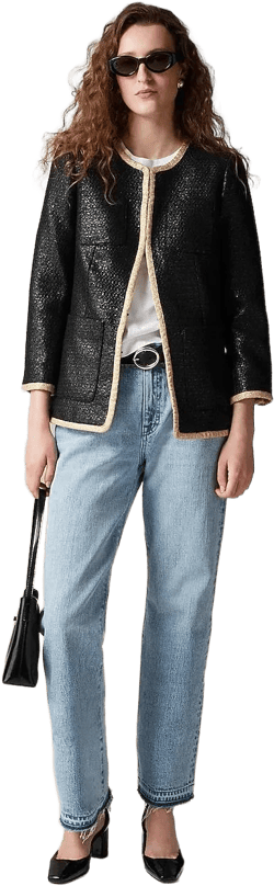 J.Crew Women's Blue Lacquered Tweed Jacket