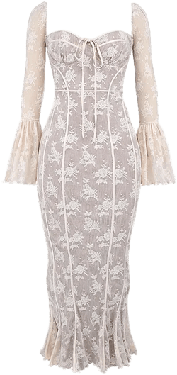 vintage cream lace maxi dress