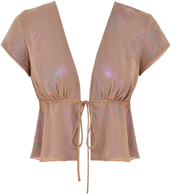 shimmer cafe au lait tie front top