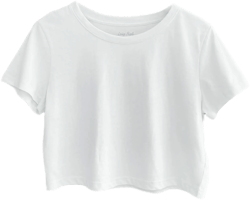 Crop Tops for women White / Loose Fit Sumer Shirt / Boxy T-Shirts / Girl&#39;s Tee / Round Neck Top Short Sleeve / Solid Cotton Cropped