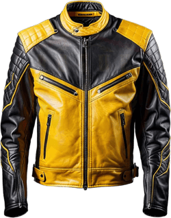 Real Leather Biker Jacket, Yellow & Black Sleek Zip-Up Motorbike Wear, Stylish and Durable, Ideal Gift for Riders