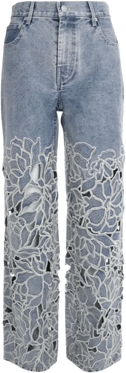 Betty straight-leg floral-laser-cut jeans