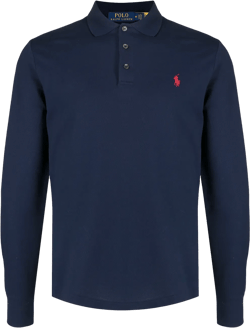 long-sleeve stretch-cotton polo shirt