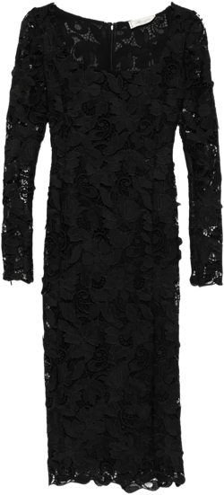 floral-lace long-sleeves midi party dress