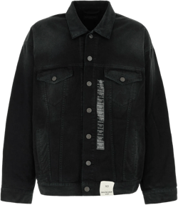 Balenciaga Men's Black Denim Jacket With Size Stickers