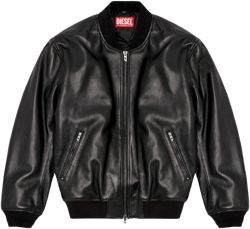 DIESEL Men's Black Leather Biker Jacket For