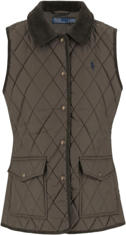 Polo Ralph Lauren Women's Green Quilted Nylon Vest With Front Button Closure