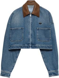 Prada Women's Blue Cropped Denim Jacket