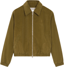 Ami Paris Men's Green Cotton Ami De Coeur Padded Zipped Jacket