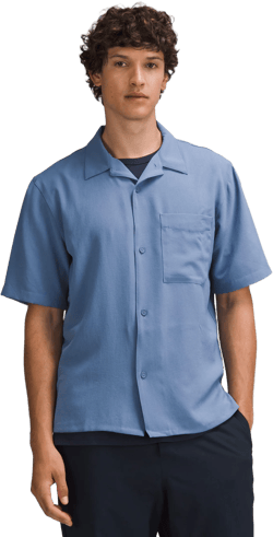 lululemon Men's Blue Lightweight Camp Collar Button-Up Shirt