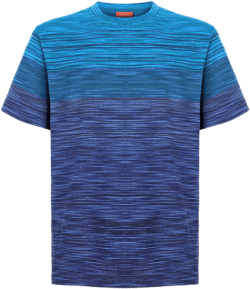 Missoni Men's Blue T-Shirt With Faded Flame Pattern