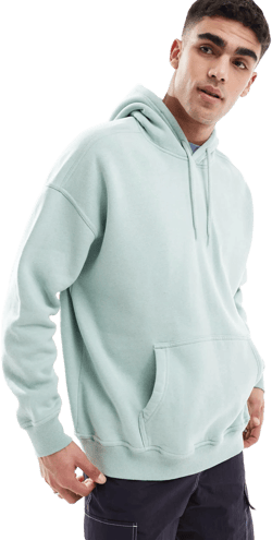 Hollister Men's Blue Logo Detail Oversized Hoodie
