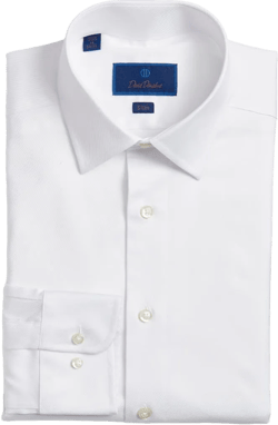 David Donahue Men's Blue Slim Fit Stretch Cotton Dress Shirt