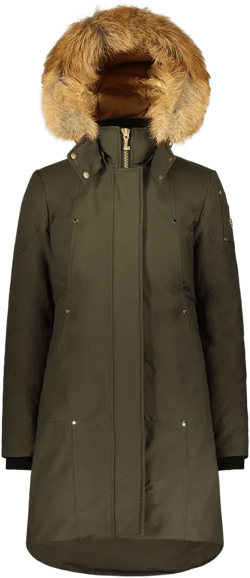 Moose Knuckles Women's Green Gold-adorned Stirling Parka With Blue Fox Fur