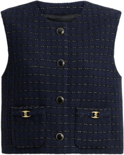 COACH Women's Blue Heritage C Boucle Vest