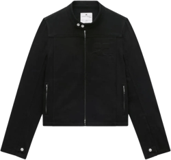 Courreges Men's Black Zip-up Denim Jacket