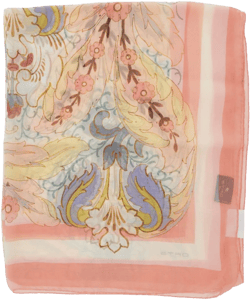 Etro Women's Pink Rectangular Scarf With All-Over Floral Motif And Logo Patch On The Side