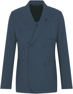 Dior Men's Blue Double-Breasted Jacket With Buttoned Strap